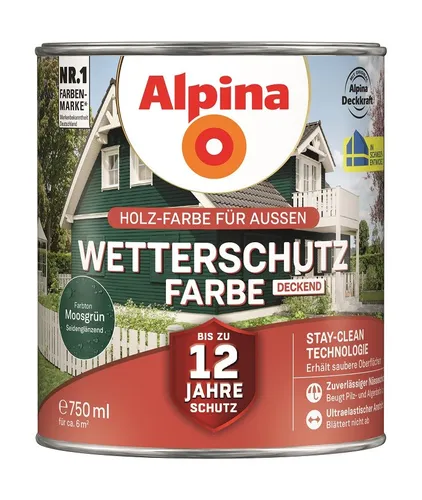 Alpina Wetterschutz-Farbe deckend Moosgrün 750ml