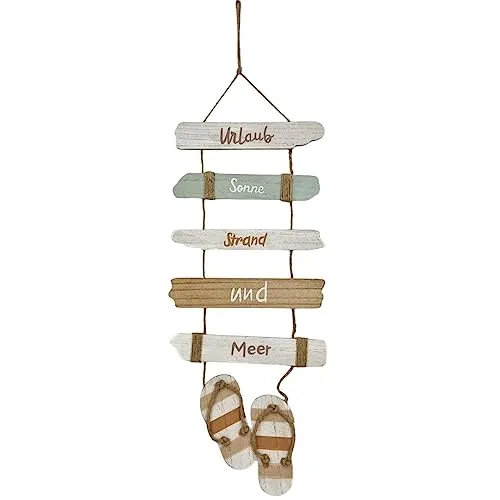 Holz Hänger Tau und Sandalen| | Dekohänger Maritim Deko | Urlaub Meer | 68 cm