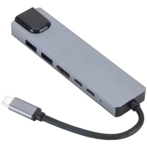 eSTUFF 6-in-1 Mobile Hub - Dockingstation mit USB-C und HDMI - Multifunktionale Dockingstation für USB-C-Geräte, bietet HDMI und GigE für optimale Konnektivität und ist perfekt für unterwegs.