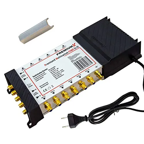 Premium X Multischalter Set 5/12 Multiswitch F-Montageschlüssel, Signalverteiler 1 SAT für 12 Teilnehmer