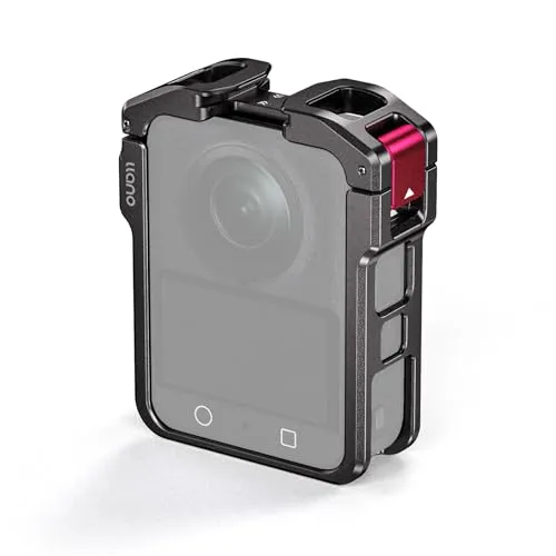 llano Kamerakäfig für DJI Osmo 360,CNC Aluminium-präziser Schutzrahmen,45 g leichtes Metallgehäuse, kompatibel mit DJI Mic,Blitzschuh&1/4