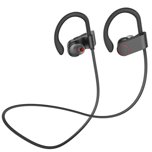 BLUESEABUY Bluetooth Sport-Kopfhörer, Kabellose In-Ear-Kopfhörer mit Mikrofon, 40 Stunden Wiedergabe, IPX6, Schwarz