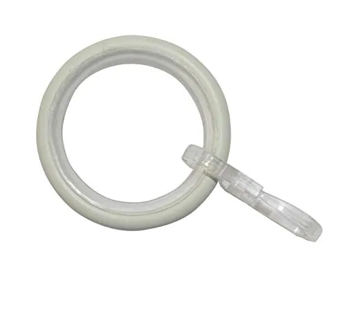 GARDINIA Gardinenringe für Gardinenstangen-Set mit Ø 16 mm - 20 mm, Mit Gleiteinlage und Gardinenhaken, 10 Stück, Vorhangringe, Elba, Breite 3,5 mm, Metall, Elfenbeinfarben