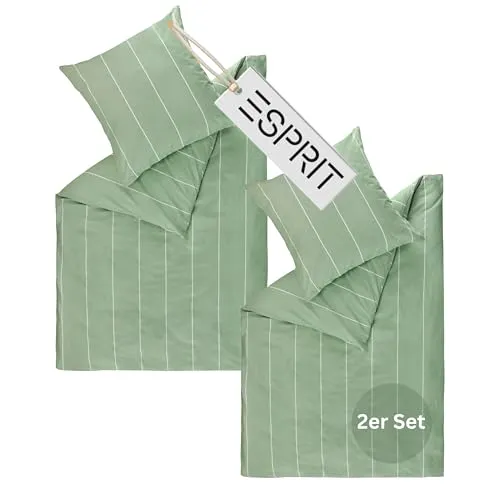 Esprit Bettwäsche HARPLINES Renforcé 2er Set in Grün in grün von Esprit