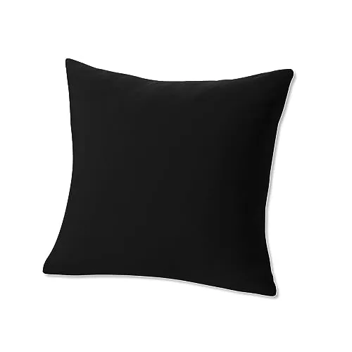 ESTELLA Kissenbezug Feinjersey | Schwarz | 80x80 cm | ideale Passform und praktischer Reißverschluss | trocknerfeste und bügelfreie Kissenhülle aus 100% Baumwolle