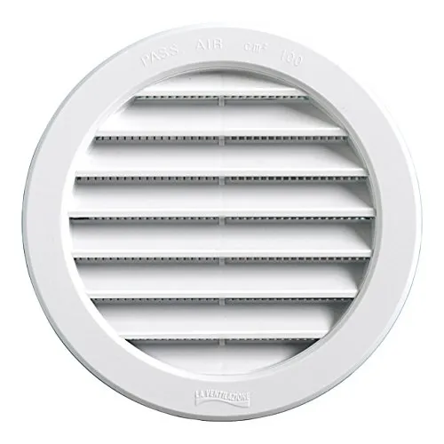 La Ventilazione T12RB Lüftungsgitter aus Kunststoff, rund, zum Einbauen, weiß, Außendurchmesser: 150 mm, Lochdurchmesser: 121 mm