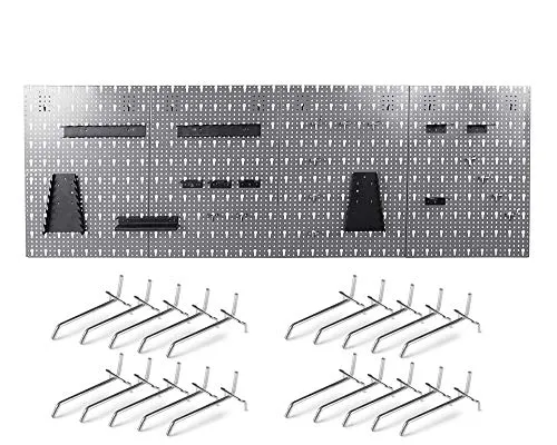 Ondis24 große Werkzeugwand Metall Lochwand mit 50 Haken, 162 x 57 cm groß, Lochwand für Werkstatt (Variante 2)