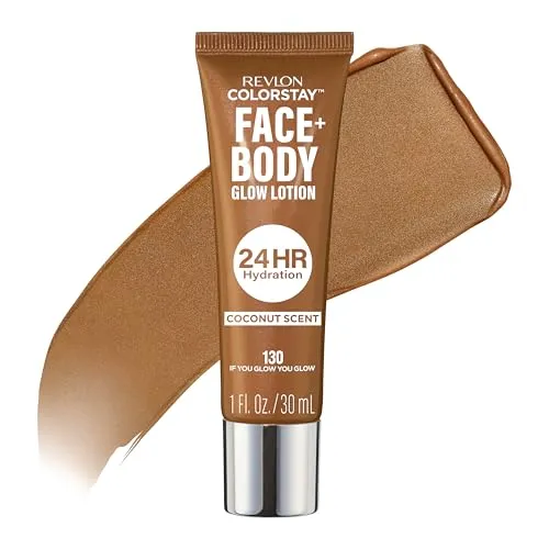 Revlon ColorStay Face & Body Glow Lotion Feuchtigkeitsspendende Bräunungslotion für Gesicht und Körper, 24h Feuchtigkeit, Gesichtsaufheller, 130 If You Glow You Glow