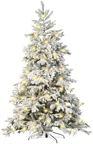 infactory Elektrischer Tannenbaum: Künstlicher Weihnachtsbaum, weiße Spitzen, 500 LEDs, 70 Äste, 225 cm (Elektrischer Weihnachtsbaum, Christbaum, weiß)