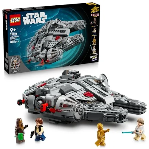 LEGO® SMART Play: Millennium Falke (75426) – Star Wars Konstruktionsspielzeug - Erlebe Abenteuer mit dem Millennium Falke (75426)! Dieses LEGO Set bietet 885 Teile und spannende Spielfunktionen, ideal für kreative Star Wars Fans ab 9 Jahren.