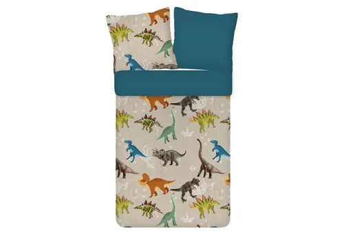 ESPiCO Kinderbettwäsche Dinosaurier, 2-teiliges Set aus Baumwolle - Bettwäsche-Set für Kinder mit Dinosaurier-Motiv, 100% Baumwolle, pflegeleicht und trocknergeeignet, ideal für kleine Dinosaurier-Fans.