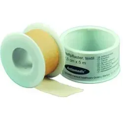 GRAMM medical Heftpflaster 320.000.25000 , Spule mit Schutzring, Textil starr, beige