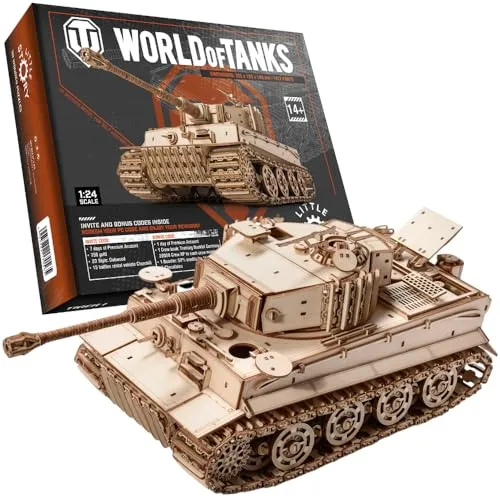 little story World of Tanks Panzer 3D Holzmodell – Panzerkampfwagen Offizielles Lizenzmodell zum Zusammenbauen - DYI Kriegsmaschine Lernspielzeug Bausatz für Kinder Holz Kampfpanzer 3D-Puzzle