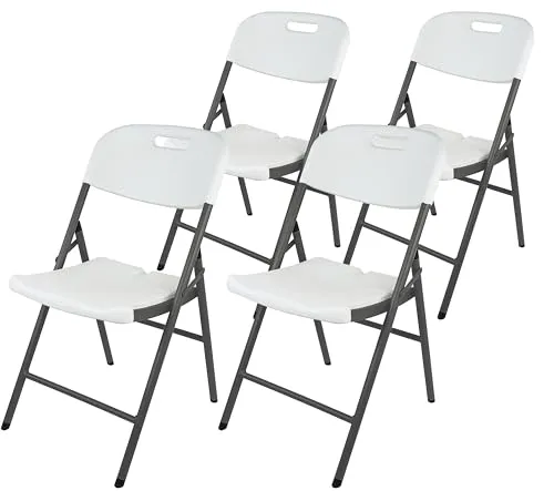 Ondis24 4X Klappstuhl für Garten und Veranstaltungen, UV-beständig und stabil - Vielseitiger Klappstuhl für Garten, Party oder Schulungen. Leichtes Gewicht von nur 5 kg und wetterfester HDPE Kunststoff sorgen für hohen Komfort und Langlebigkeit. Praktisches Design für einfachen Transport und platzsparende Lagerung.