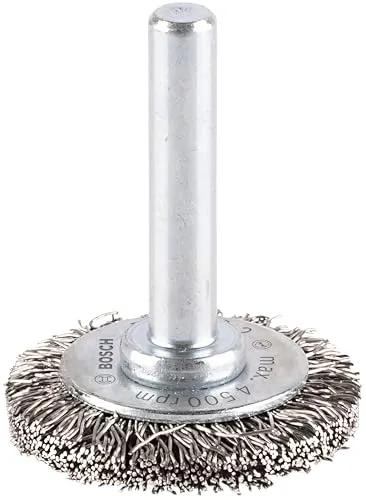 Bosch 1x PRO Stainless Steel Longlife Scheibenbürste, gewellter Draht für 6‑mm-Zylinderschaft und Bohrer (Ø 30 mm, Professional Zubehör Bohrmaschine/Schrauber)