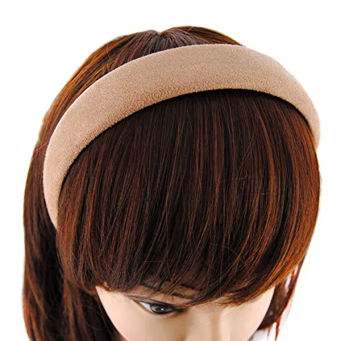 axy Haarreif mit Flanell Haarband Vintage Hairband Stirnband Klassische und modische Haarreifen (Leder Optik) HRK5 (Beige)