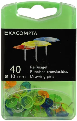 Reißnägel Ø10mm transparente Farben 40 Stück