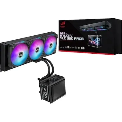 Asus ROG Ryuo IV SLC 360 ARGB - CPU-Kühlung mit 6,67-Zoll-AMOLED-Display für 3D-Videos, verkürzten Schläuchen für klare Ästhetik und beeindruckenden ARGB-Lüftern für eine individuelle Anpassung.