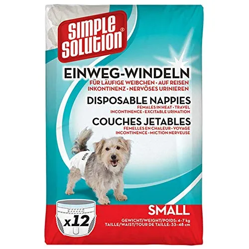 Simple Solution Einwegwindeln für Hunde, Größe S - 12 Stück, saugfähig und auslaufsicher für maximalen Komfort und Bewegungsfreiheit