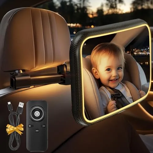 360° Auto Baby Rückbank Spiegel mit Beleuchtung