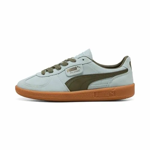 PUMA Palermo Unisex Sneaker Peaceful Blue Loden Green 38,5 - Stylische PUMA Palermo Schuhe in Peaceful Blue und Loden Green, ideal für den Alltag. Mit markanten Branding-Details und bequemem Tragekomfort.