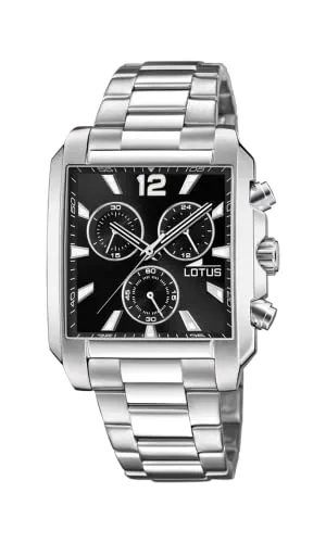 Lotus Herrenuhr 18850/4 - Eleganter Chronograph aus Edelstahl - Chronograph mit schwarzem Ziffernblatt und silbernem Edelstahlarmband, wasserdicht bis 10 ATM, ideal für stilbewusste Herren.
