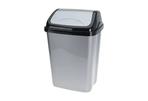 Spetebo Mülleimer Grauer Mülleimer mit Schwingdeckel - 22 Liter, Kunststoff Mülleimer in grau