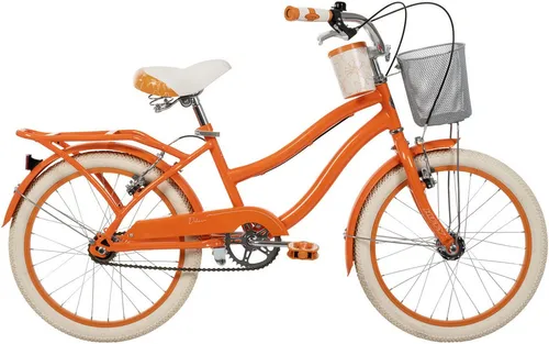 Huffy Jugendfahrrad Deluxe 20-Zoll, Orange - Cruiser für Kinder ab 6 Jahren, robustes Stahlrahmen-Design und komfortabler, zweifach gepolsterter Sattel für unbeschwerte Fahrten im Freien.