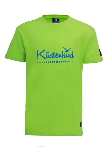 SCHIETWETTER Unisex Kinder T-Shirt Küstenkind, Shirt für Mädchen und Jungs, Rundhals, 100% Baumwolle Lime-azuro 152