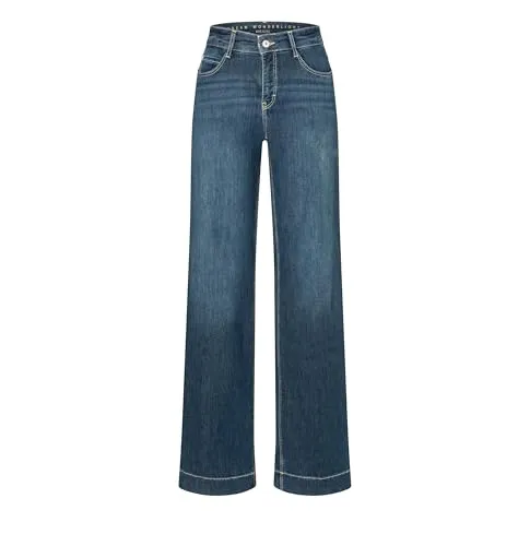 MAC Weite Jeans Dream Authentic - Hochwertige Damenjeans in Blue Denim - Jeans in High Waist und lässigem Schnitt, perfekt für jeden Anlass. Bequem durch 75% Baumwolle und Elasthan-Anteil für optimale Passform.