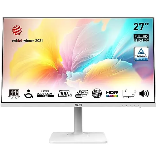 MSI MD272XPWDE - 27 Zoll Full HD Monitor mit IPS Panel, ergonomischer Verstellbarkeit und KVM Switch für flexibles Arbeiten im Homeoffice
