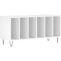 vidaXL Plattenschrank Weiß 100x38x48 cm - Stilvolle Aufbewahrung für Schallplatten - Badezimmerschrank aus hochwertigem Holzwerkstoff mit stabilen Eisenbeinen, ideal zur stilvollen Aufbewahrung und Präsentation deiner Schallplattensammlung.