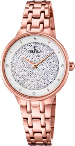 Festina Damenuhr Edelstahl F20384/1 - Elegante Armbanduhr aus der Festina Mademoiselle Kollektion mit funkelnden Zirkoniasteinen, wasserdicht bis 5 bar und ideal für modebewusste Damen.