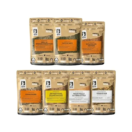 Bremer Gewürzhandel Veggie Grillen Box 7-tlg. - Vegetarisches Grillgewürz Set - Entdecken Sie die 7-tlg. Veggie Grillen Box für aromatisches vegetarisches Grillen. Ideal für Tofu, Gemüse und mehr – mit natürlichen Gewürzen ohne Zusatzstoffe für unverfälschten Geschmack.