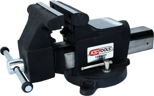 KS-Tools Schraubstock 914.0005 - 360° drehbar, 130mm Backenbreite - Schraubstock mit verriegelbarem Sockel und Rohraufnahme, ideal für präzises Arbeiten in Werkstätten.