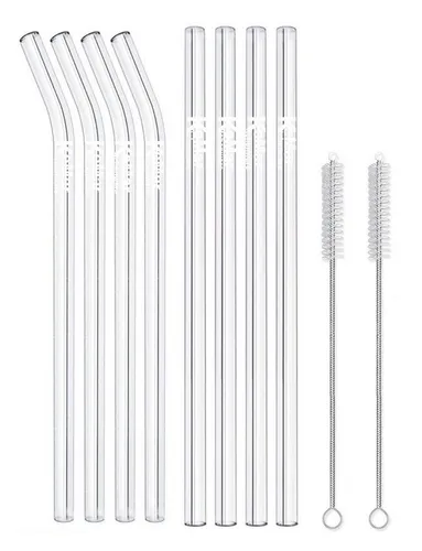 KeMar Kitchenware Trinkhalme Glastrinkhalme, (verschiedene Sets, 8-tlg., nach Auswahl), aus Borosilikat Glas