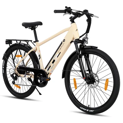 Hiland 26 Zoll Elektro Mountainbike mit 250W Motor - Gelb - Robustes E-Mountainbike mit leistungsstarkem 250W Motor und 36V 7.8Ah Batterie für lange Fahrten. Zuverlässige Scheibenbremsen und 7-Gang-Schaltung für optimale Kontrolle auf jedem Terrain.