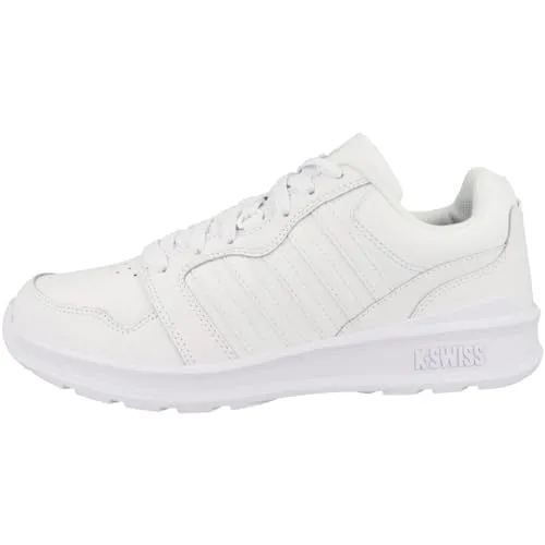 K-Swiss Herren Rival Trainer Sneaker, White, 42.5 EU - Herren-Sneaker mit hochwertigem Leder-Obermaterial, bequemer EVA-Zwischensohle und robustem Gummi für optimalen Tragekomfort im Alltag.
