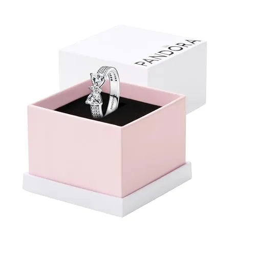 PANDORA Timeless Funkelnde Schleife Doppelreihiger Ring aus Sterling Silber - Ringe für Damen, elegantes Schleifenmotiv mit funkelnden Zirkonia, ideal für festliche Anlässe oder zur Aufwertung deines Alltagslooks.