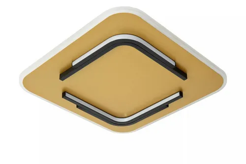 Licht-Erlebnisse Deckenleuchte KANI, LED fest integriert, Warmweiß, LED Metall 40,5 cm breit in Gold Schwarz quadratisch 2600 lm Modern
