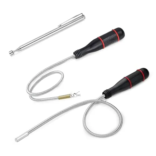 Stück Magnetheber Magnetstabgreifer mit 500mm Flexibler Schwanenhals, Tragbares Flexibel Stabmagnet Stark Magnetgreifer mit Ausziehbar Magnetstab für Aufnehmen von Kleinen Teilen 3