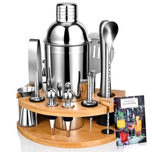 AOKITO Cocktail Shaker Set - 750ML Edelstahl Barkeeper Kit, 12 Teile, Geschenk für Männer, Frauen & Freunde, Stilvolles Bar-Tool Set mit Cocktail Rezeptheft