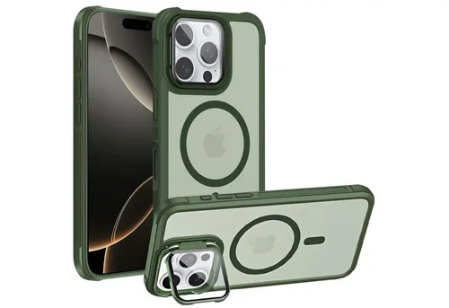 CoolGadget Handyhülle Hybrid CAM Handy Hülle für Apple iPhone 16 Pro Max 6,9 Zoll, Kameraschutzglas klappbar Schutzhülle Metallring für Magsafe Zubehör