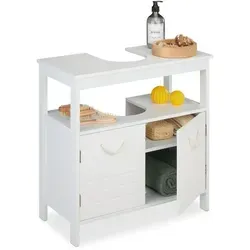 Waschbeckenunterschrank - Weißer Waschtischschrank für Ihr Badezimmer - Schränke & Wandschränke: Moderner Waschbeckenunterschrank mit 2 Türen und 3 Regalfächern, ideal für platzsparende Aufbewahrung im Badezimmer.