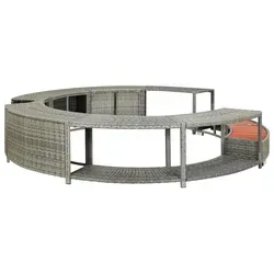 Produktbild vidaXL Whirlpool-Umrandung Grau Poly Rattan