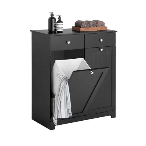 SoBuy Wäscheschrank mit 2 Wäschesäcken - Praktischer Wäschekorb mit 2 herausnehmbaren Wäschesäcken und 2 Schubladen, ideal für die ordentliche Aufbewahrung von Wäsche und Zubehör. Erhältlich in 4 Farben.