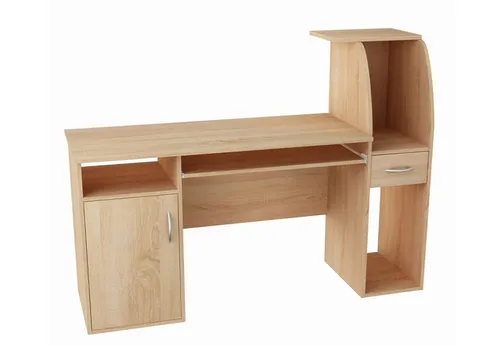 Moderner Schreibtisch mit 2 Regalen in Sonoma-Eiche - Praktischer Bürotisch mit geräumiger Arbeitsplatte (120 cm), ideal für Büro, Wohnzimmer oder Jugendzimmer. Inklusive Stauraum mit Schublade und Regalen, langlebige Laminatplatte für hohe Qualität.