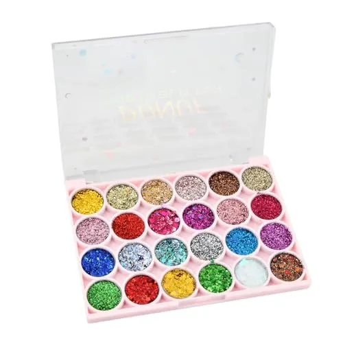 Farbe Lidschatten Palette, Glitzer Eyeshadow Palette Schimmernde, Metallic Sequined Eye Shadow, Make Up Hohe Farbwiedergabe, Shimmer Smoky Matte Glitter Ultra Pigmented Blendable Contouring (02) 24