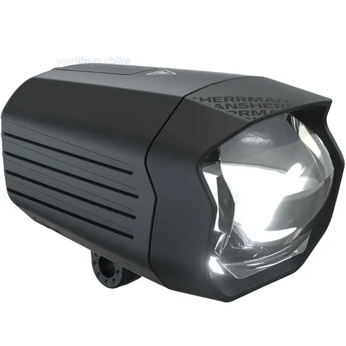 HERRMANS 4099-0161 Frontscheinwerfer Nordic Pro E-Bike, schwarz - Fahrradbeleuchtung mit 650 Lumen Lichtleistung, ideal für sicheres Fahren bei Tag und Nacht. StVZO zugelassen und mit optimaler Kühlung für konstante Leistung.