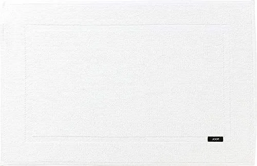 Joop! Badteppich Pearl 60x90 cm - Eleganter Komfort für Ihr Badezimmer - Badteppich aus 100% Baumwolle in edlem Weiß, maschinenwaschbar und mit stilvollem Joop! Logo – für ein modernes Badezimmerambiente.